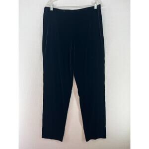 EILEEN FISHER Pants M Strech Silk Velvet Tapered Leg Side Zip Black